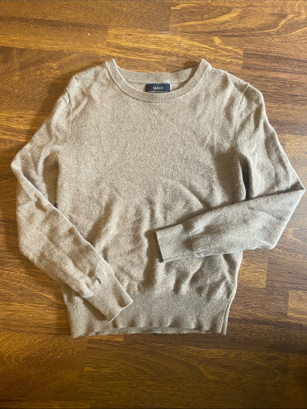 Quince Lightweight Mongolian Cashmere Crewneck Sweater in Taupe Brown